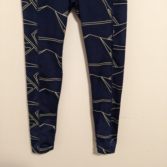 Oiselle blue yellow geometric leggings size 6 - Picture 4 of 11